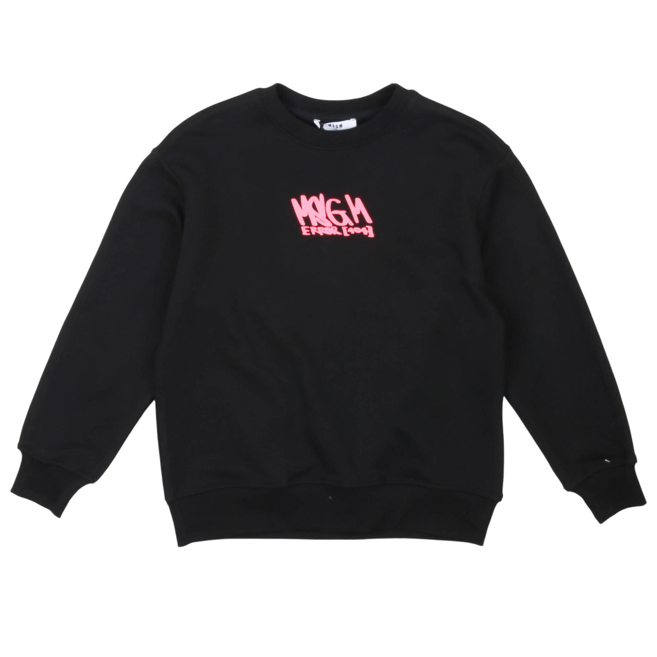 msgm - SWEATSHIRT UNISEX NERO-FUCSIA FLUO