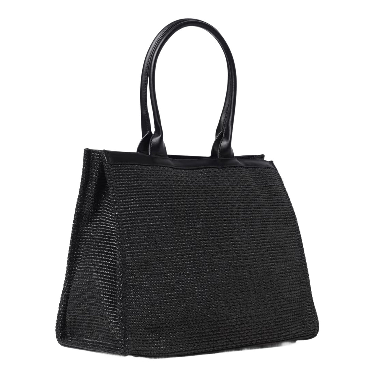 msgm - STRAW AND ECO-LEATHER BAG GIRL NERO/BLAC