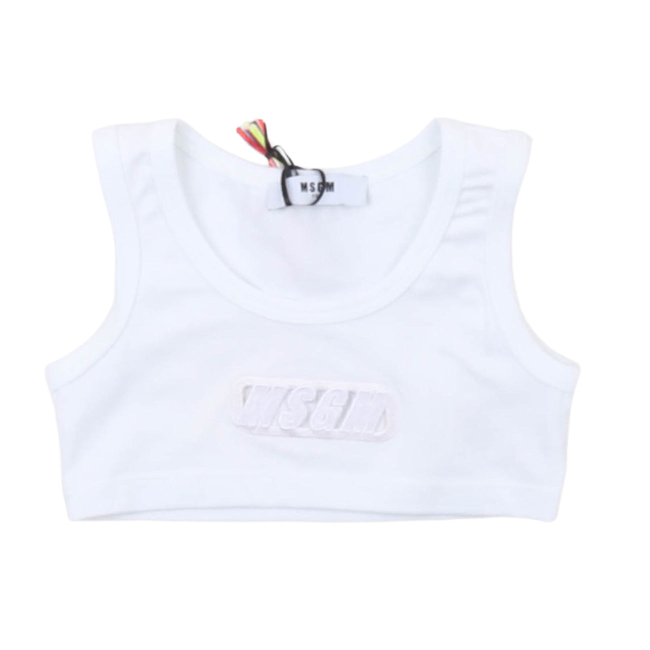 msgm - STRETCH JERSEY TOP GIRL BIANCO/WHITE